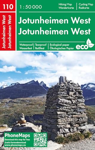 Jotunheimen West, Wander - Radkarte 1 : 50 000 (PhoneMaps Wander - Radkarte Norwegen) von Freytag-Berndt und ARTARIA