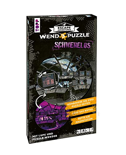 Escape Adventures – Wendepuzzle: Schwerelos – 280 Teile: Escape-Room-Puzzle zum Wenden – ab 10 Jahren – für 1-4 Spieler, Schwierigkeit: Leicht, inklusive Puzzle-Wender, Lupe und Rätselbuch.