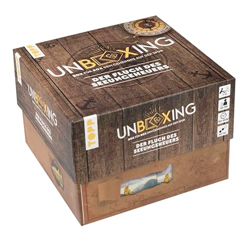 Unboxing – Der Fluch des Seeungeheuers: Box für Box dem Geheimnis auf der Spur: Escape Room Rätsel-Spiel – ab 10 Jahren – für 1-4 Spieler – Schwierigkeit: Mittel – mit Hörspiel von TOPP