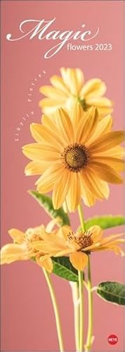 Magic Flowers Vertical Kalender 2023. Langer Wandkalender mit farbenprächtigen Blumen-Fotos. Dekorativer XXL Kalender vertikal mit beeindruckenden Blüten. 25x69 cm