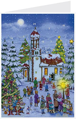 Postkarten-Adventskalender "Heilig Abend an der Kirche": Papier-Adventskalender Postkarten-Adventskalender "Heilig Abend an der Kirche": Papier-Adventskalender