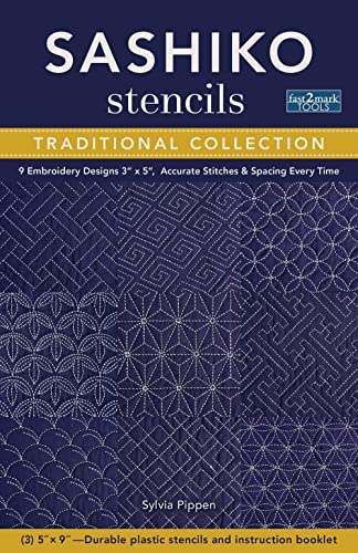 Sashiko Stencils, Traditional Collection: 9 Embroidery Designs 3 X 5, Accurate Stitches & Spacing Every Time