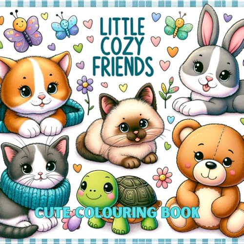 LITTLE COZY FRIENDS: Discover the joy of coloring: Adorable Prints for Children 3-6 Years, Clear Images, One-Sided Printing and Bonus Music. von Independently published
