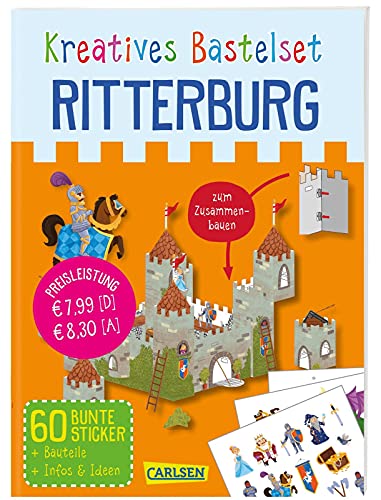 Bastelset für Kinder: Kreatives Bastelset: Ritterburg: Set mit Bauteilen, Stickern und Anleitungsbuch