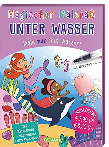 Magischer Malspaß: Unter Wasser: Male nur mit Wasser! Set mit Anleitungsheft, Wassertank-Pinsel und 10 Zauberkarten