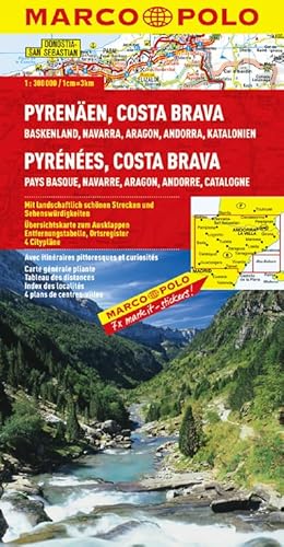 MARCO POLO Karte Pyrenäen, Costa Brava: Baskenland, Navarra, Aragon, Andorra, Katalonien. Mit landschaftlich schönen Strecken und Sehenswürdigkeiten. ... 4 Citypläne (MARCO POLO Karten 1:300.000)