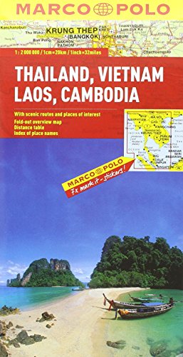 MARCO POLO Kontinentalkarte Thailand, Vietnam, Laos, Kambodscha 1:2 Mio.: Mit landschaftlich schönen Strecken und Sehenswürdigkeiten, Übersichtskarte ... (MARCO POLO Kontinental /Länderkarten)