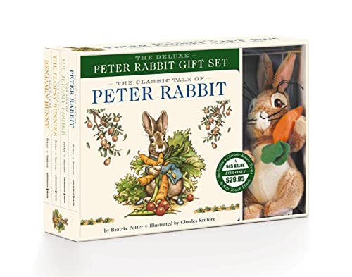 Peter Rabbit Deluxe Gift Set: 4 Classic Edition Board Books + Plush Stuffed Animal Bunny Toy: 1
