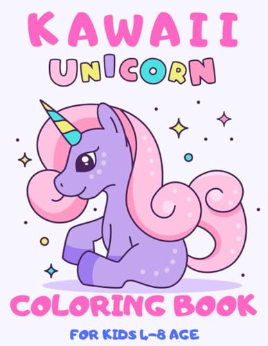 Kawaii Unicorn Coloring Book For Kids 4-8 age: With Cute Lovable Kawaii Characters In Fun Fantasy Anime, Manga Scenes
