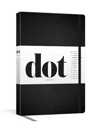 Dot Journal (Black): A dotted, blank journal for list-making, journaling, goal-setting: 256 pages with elastic closure and ribbon marker