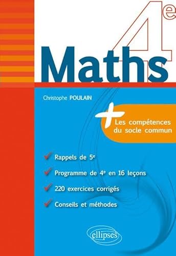 Maths 4e - fiches de rappel + exercices corrigés von ELLIPSES