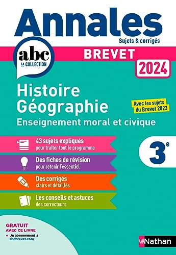 Annales Brevet Histoire Géographie Enseignement Moral et Civique 2024 - Corrigé: Sujets & corrigés von NATHAN