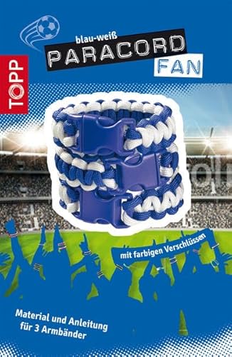 Paracord Fan Set blau-weiß: Paracord (Blau/ Weiß), Verschlüsse und Anleitung für 3 Armbänder