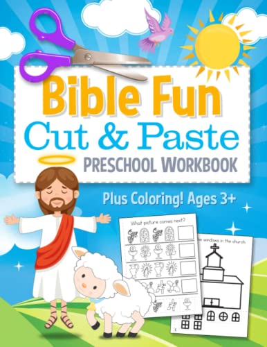 Bible Fun Cut and Paste Preschool Workbook: Coloring and Cutting Kids Christian Activity Book von Independently published