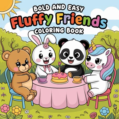 Fluffy Friends: Bold Easy Coloring Book for Kids, Teens, Adults and Seniors: 124 Adorable and Simple Animal Designs for Relaxation, Creativity, and ... A Simple Coloring Book Series for All Ages) von Independently published
