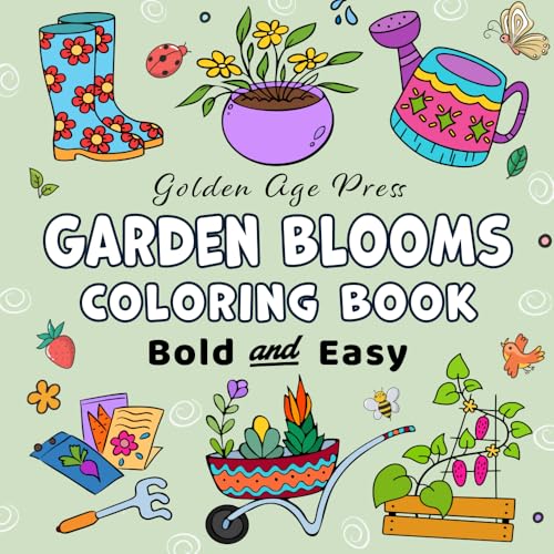 Garden Blooms Bold & Easy Coloring Book: Simple Large Print Cute Spring Gardening and Flower Designs for Adults, Kids & Beginners von BGH Publishing