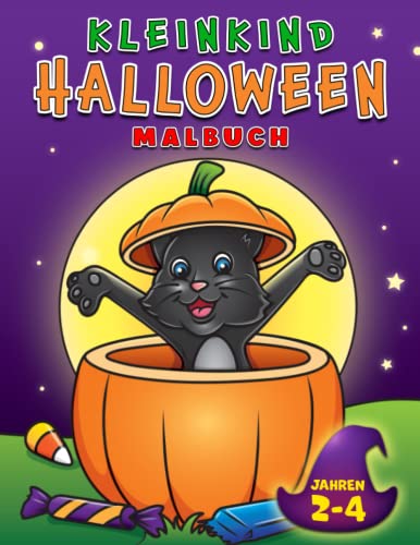 Kleinkind Halloween Malbuch: Für 2- bis 4-jährige Kinder, lustige Halloween-Designs, große und einfache niedliche Zeichnungen für Jungen und Mädchen