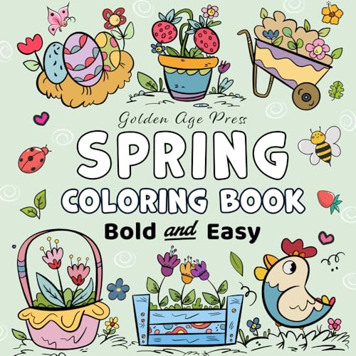 Spring Bold & Easy Coloring Book: Simple Large Print Big Springtime Easter Designs for Adults, Kids & Beginners von BGH Publishing