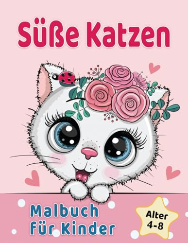 Süße Katzen Malbuch für Kinder 4-8 Jahren: Entzückende Comic-Katzen, Kätzchen & Einhorn-Katzen Caticorn