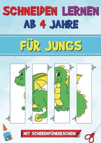 Schneiden Lernen ab 4 Jahre für Jungs: Ausschneiden für Kinder mit dem Scherenführerschein - Ideales Übungsbuch für Kindergarten, Vorschule und Grundschule von Bookmundo