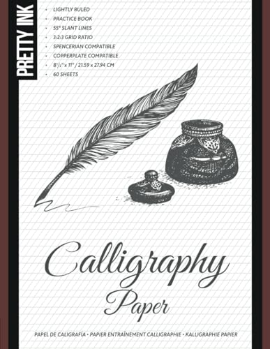 Calligraphy Paper - Practice Book: 60 Lightly Ruled Sheets in 3:2:3 Ratio with 55 Degrees Slant Lines for Hand Lettering, Spencerian, Copperplate, Cursive and Modern Calligraphy von Independently published