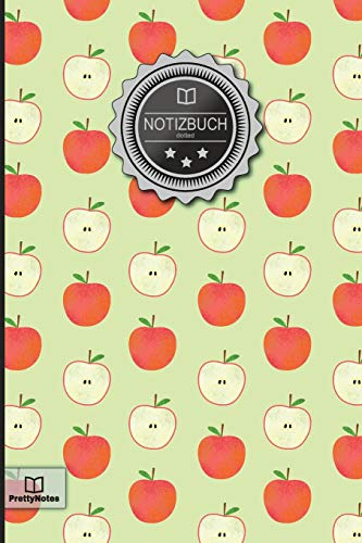 Notizbuch: „Muster: Äpfel“ • 100+ Seiten, Punktraster (dotted), 6x9 Zoll, Soft Cover, mit Inhaltsverzeichnis • Original PrettyNotes Notizbuch mit ... Hausaufgabenheft, Schulheft, Notizheft
