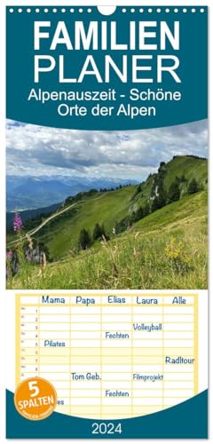 Familienplaner 2024 - Alpenauszeit - Schöne Orte der Alpen mit 5 Spalten (Wandkalender, 21 cm x 45 cm) CALVENDO