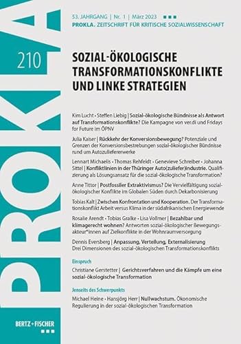 Sozial-ökologische Transformationskonflikte und linke Strategien: PROKLA 210 / 53. Jg., Heft 1, März 2023 (PROKLA. Zeitschrift für kritische Sozialwissenschaft) von Bertz und Fischer