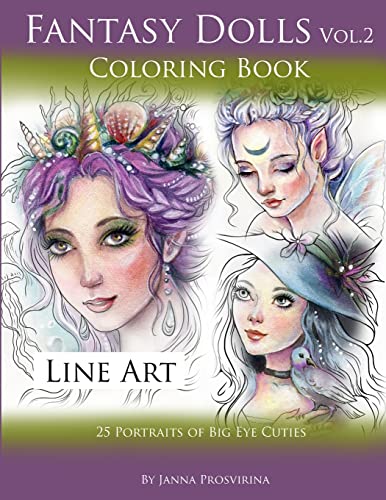 Fantasy Dolls Vol.2 Coloring Book Line Art: 25 Portraits of Big Eye Cuties von Lulu
