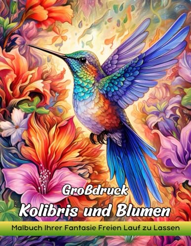 Großdruck Kolibris und Blumen: Malbuch Für Erwachsene Mit Großgedruckten Kolibris Und Blumen Zum Stressabbau Und Zur Entspannung