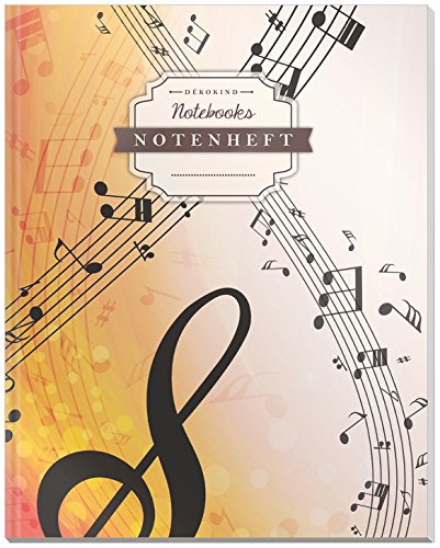 DÉKOKIND Notenheft | DIN A4, 64 Seiten, 12 Notensysteme pro Seite, Inhaltsverzeichnis, Vintage Softcover | Dickes Notenbuch | Motiv: Notenschweif DÉKOKIND Notenheft | DIN A4, 64 Seiten, 12 Notensysteme pro Seite, Inhaltsverzeichnis, Vintage Softcover | Dickes Notenbuch | Motiv: Notenschweif