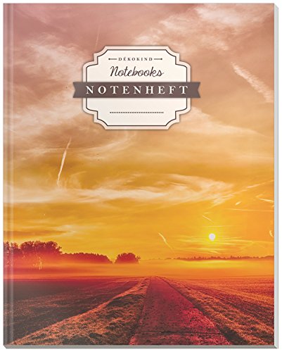 DÉKOKIND Notenheft | DIN A4, 64 Seiten, 12 Notensysteme pro Seite, Inhaltsverzeichnis, Vintage Softcover | Dickes Notenbuch | Motiv: Sunset von DÉKOKIND