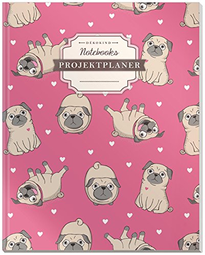 DÉKOKIND Projektplaner | DIN A4, 100+ Seiten, Register, Kontakte, Vintage Softcover | Für über 50 Projekte geeignet| Motiv: Mops Welpen DÉKOKIND Projektplaner | DIN A4, 100+ Seiten, Register, Kontakte, Vintage Softcover | Für über 50 Projekte geeignet| Motiv: Mops Welpen