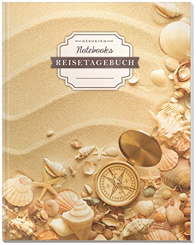 DÉKOKIND Reisenotizbuch zum Selberschreiben | DIN A4, 100+ Seiten, Register, Vintage Softcover | Perfekt als Abschiedsgeschenk | Motiv: Strandmotiv