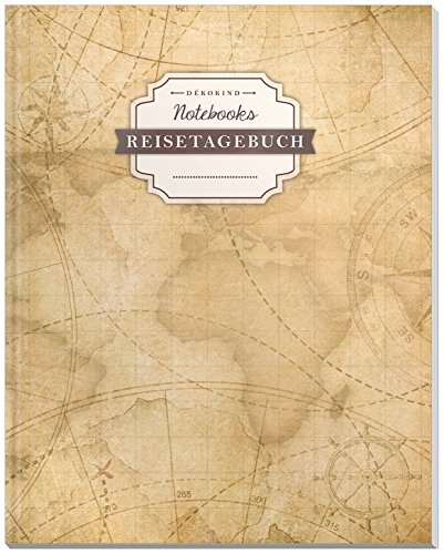 DÉKOKIND Reisenotizbuch zum Selberschreiben | DIN A4, 100+ Seiten, Register, Vintage Softcover | Perfekt als Abschiedsgeschenk | Motiv: Weltkarte