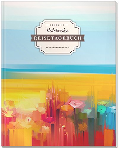 DÉKOKIND Reisetagebuch zum Selberschreiben | DIN A4, 100+ Seiten, Register, Vintage Softcover | Auch als Abschiedsgeschenk | Motiv: Abstract Beach