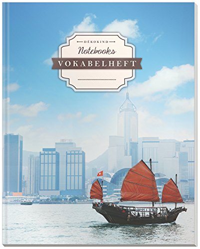 DÉKOKIND Vokabelheft | DIN A4, 84 Seiten, 2 Spalten, Register, Vintage Softcover | Dickes Vokabelbuch | Motiv: China-Reise
