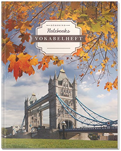 DÉKOKIND Vokabelheft | DIN A4, 84 Seiten, 2 Spalten, Register, Vintage Softcover | Dickes Vokabelbuch | Motiv: Englisch