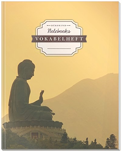 DÉKOKIND Vokabelheft | DIN A4, 84 Seiten, 2 Spalten, Register, Vintage Softcover | Dickes Vokabelbuch | Motiv: Meditation