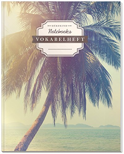DÉKOKIND Vokabelheft | DIN A4, 84 Seiten, 2 Spalten, Register, Vintage Softcover | Dickes Vokabelbuch | Motiv: Sommerferien