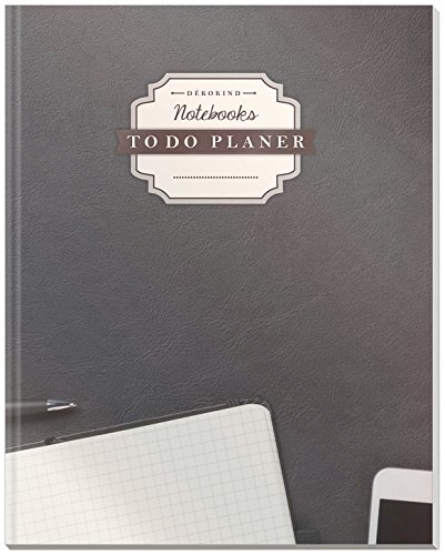 DÉKOKIND To Do Planer | DIN A4, 100+ Seiten, Register, Vintage Softcover | Dickes Checklisten Buch | Motiv: Arbeitsplatz von DÉKOKIND