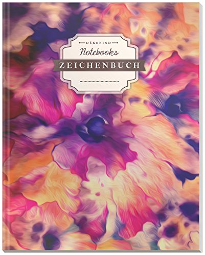 DÉKOKIND Zeichenbuch | DIN A4, 122 Seiten, Register, Vintage Softcover | Dickes Blanko-Notizbuch zum Selbstgestalten | Motiv: Abstrakte Blumen von CREATESPACE