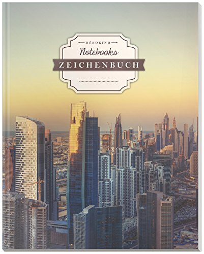 DÉKOKIND Zeichenbuch | DIN A4, 122 Seiten, Register, Vintage Softcover | Leeres Buch zum Selbstgestalten | Motiv: Metropole von CREATESPACE