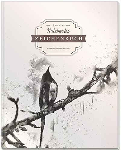 DÉKOKIND Zeichenbuch: DIN A4, 122 Seiten, Register, Vintage Softcover | Dickes Blanko-Notizbuch zum Selbstgestalten | Motiv: Vogelmotiv