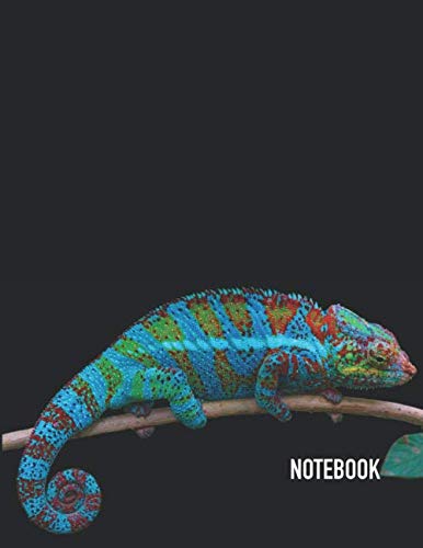 Notebook: Chameleon Blue Green Theme Cover Journal Cahier Large: 8.5 x 11 Blank Lined 100 Pages Notebook for Notes, Observations, Ideas