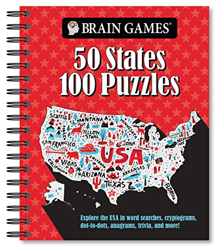 Brain Games - 50 States 100 Puzzles: Explore the USA in Word Searches, Cryptograms, Dot-To-Dots, Anagrams, Trivia, and More! von Publications International, Ltd.