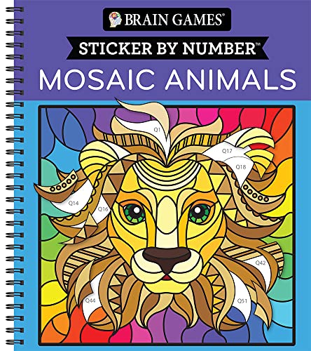 Brain Games - Sticker by Number: Mosaic Animals (28 Images to Sticker)