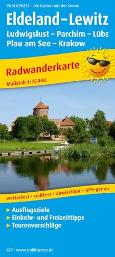 Eldeland - Lewitz, Ludwigslust - Parchim - Lübz - Plau am See: Radwanderkarte mit Ausflugszielen, Einkehr- & Freizeittipps, wetterfest, reißfest, abwischbar, GPS-genau. 1:75000 (Radkarte: RK)