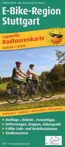 E-Bike-Region Stuttgart: Leporello Radtourenkarte mit Ausflugszielen, Einkehr- & Freizeittipps, Straßennamen, E-Bike-Lade- und Verleihstationen, ... 1:50000 (Leporello Radtourenkarte: LEP-RK)