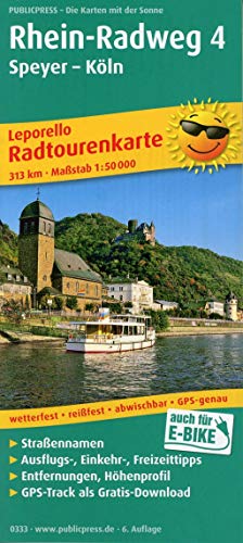 Rhein-Radweg 4, Speyer - Köln: Leporello Radtourenkarte mit Ausflugszielen, Einkehr- & Freizeittipps, wetterfest, reissfest, abwischbar, GPS-genau. 1:50000 (Leporello Radtourenkarte: LEP-RK)